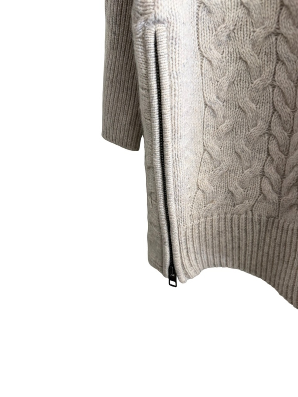 ATHLETA Asymmetrical Cable Knit Wool Cashmere Sweater Size XS Beige - Picture 7 of 10